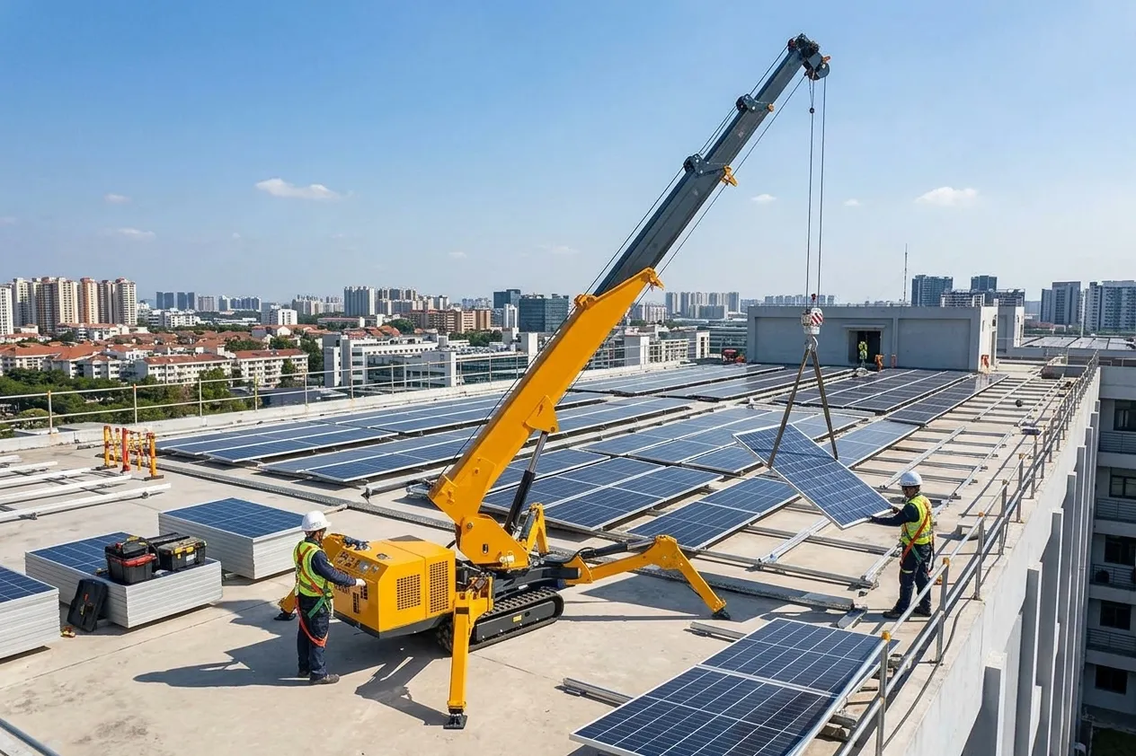 Spider Crane for Solar Panel Installation: Rooftop Lifting(Image5)